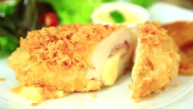 A crisp stuffed chicken dish